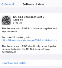 苹果iOS 14.4/iPadOS 14.4开发者预览/公测版Beta 2发布：可为蓝牙连接音频指定设备类型