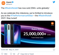 小米Redmi Note 8原版销量已破2500万台 载联发科Helio G85+4000mAh电池