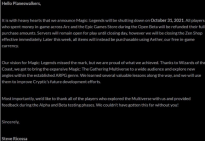 《万智牌：传奇》将于10月31日停服 目前已关闭游戏 Zen Shop