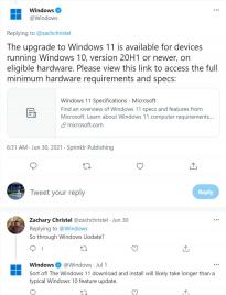 微软：直升Win11需运行Win10 20H1或更新版本 不会强迫用户升级