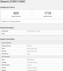 Redmi Note 11 Geekbench跑分出炉：单核跑分603 未采用天玑920