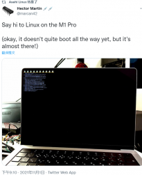 开发人员在M1 Pro版苹果MacBook Pro上成功启动Linux 离完全攻克还有距离