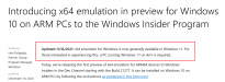 微软Windows x64仿真正式推出 使用正式版需要升级到Win11