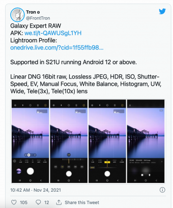三星为Galaxy S21 Ultra推专业相机软件Expert RAW 附下载链接