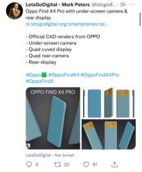 OPPO Find X4 Pro设计专利曝光：四摄模组 显示面积比11 Ultra更大