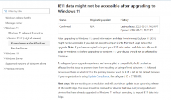 微软：IE浏览器用户注意，Win10升级Win11出现Bug 用户更新或无法访问数据