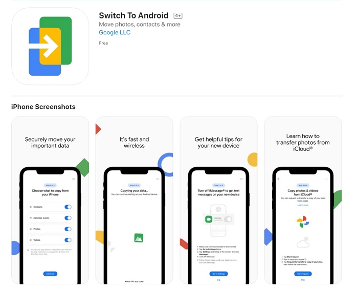 谷歌推Switch To Android應用幫果粉“搬家” 應用似乎無法轉移消息數據 