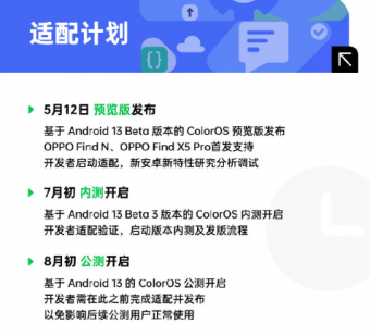 OPPO公布Android 13适配计划：含OPPOFind N，ColorOS 13预览版发布