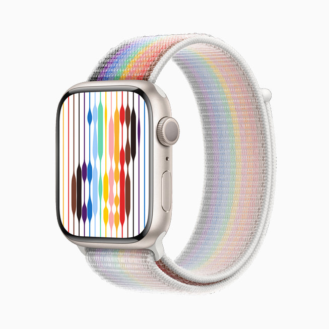 蘋果Apple Watch彩虹版回環式運動表帶2022款實物上手 白色款與銀色手表更搭