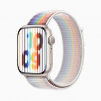苹果Apple Watch彩虹版回环式运动表带2022款实物上手 白色款与银色手表更搭