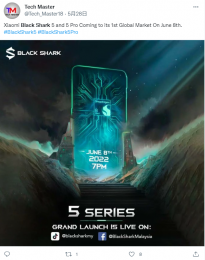 黑鲨 5/Pro手机国际版将在6月8日发布：后置三摄 Pro版搭载骁龙8Gen 1