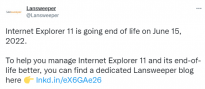 IE浏览器明天正式退役：逐渐在性能与功能上跟不上时代