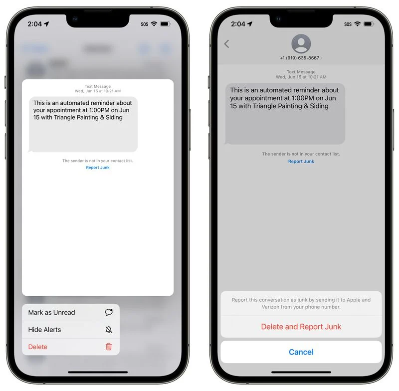 iOS16 beta 2更新：改进垃圾信息拦截过滤体验 涵盖SMS/MMS消息