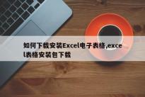 如何下载安装Excel电子表格,excel表格安装包下载 