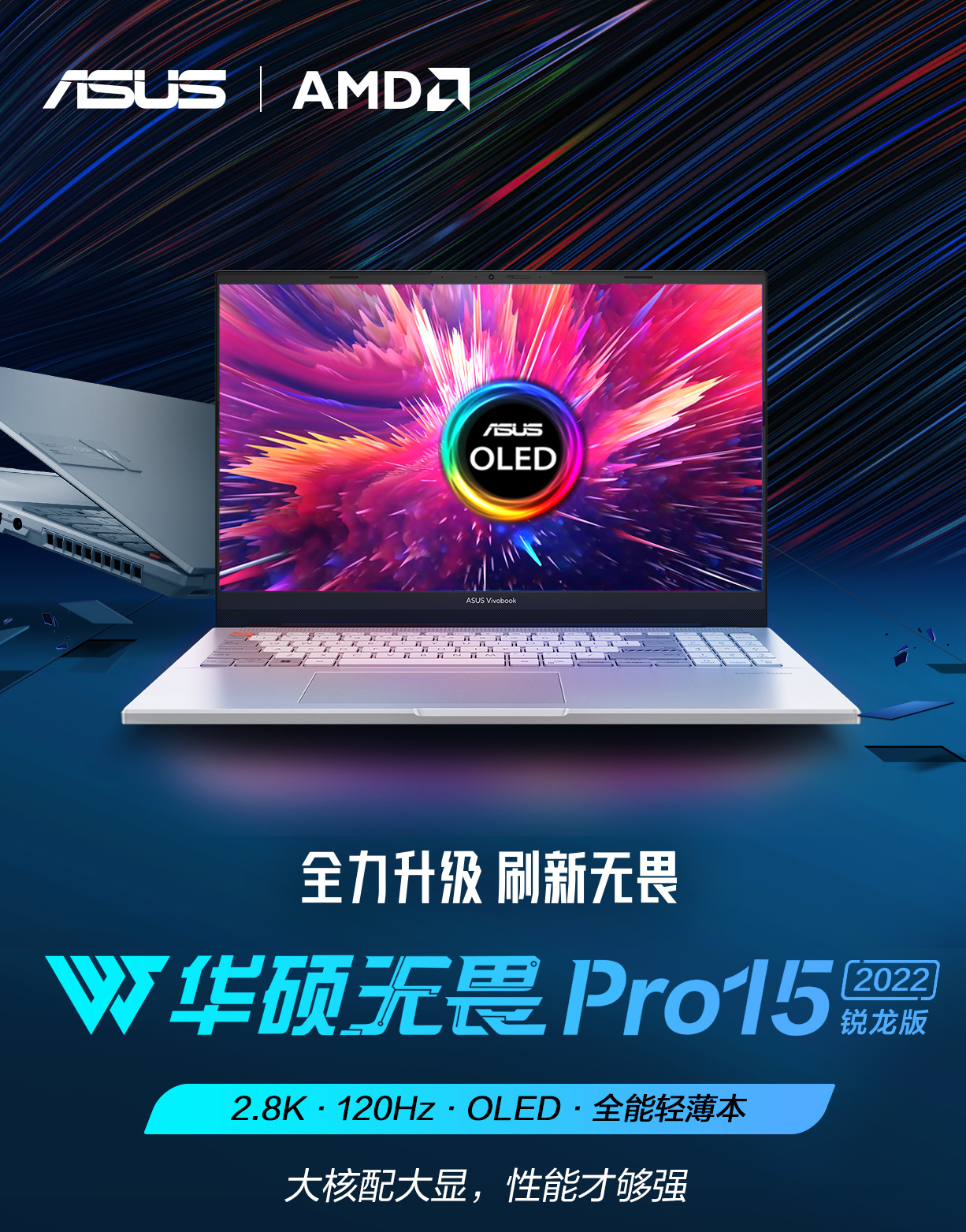 华硕无畏 Pro15 2022 的锐龙版搭载锐龙 7-6800H 处理器，首发 8299 元