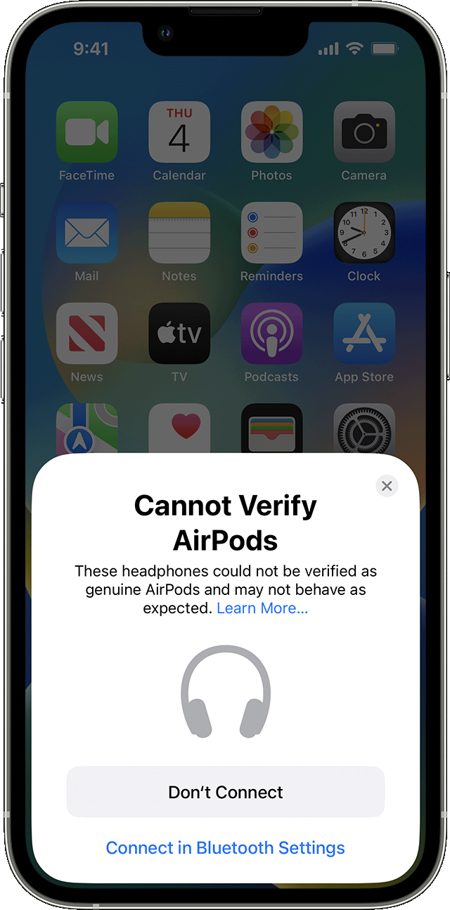 Cannot Verify AirPods alert on iPhone