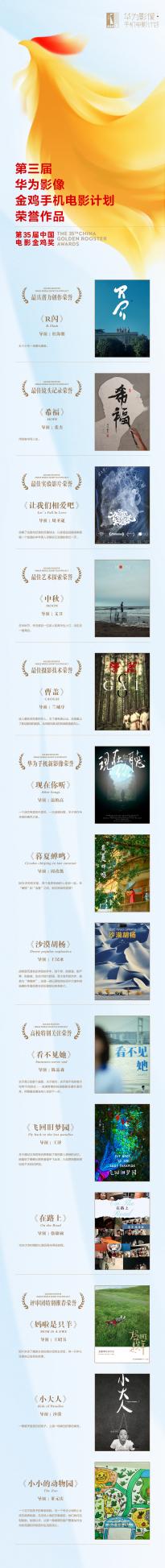 第三届“华为影像・金鸡手机电影计划”在厦门举办， 56 部作品入围角逐八大奖项