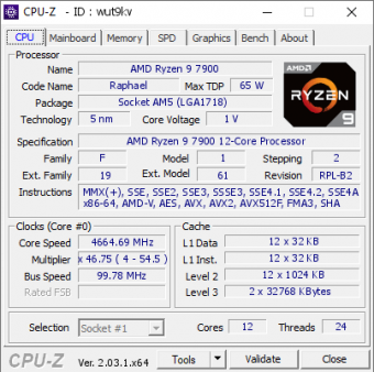 “APISAK”12月31日曝光 AMD 即将推出的三款锐龙 7000 非 X 系列处理器的 CPU-Z 信息