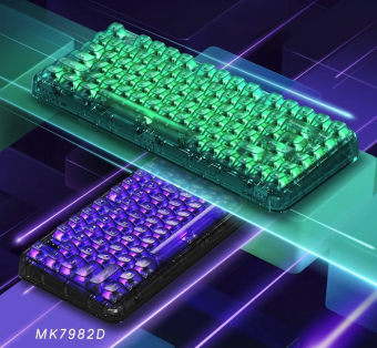 戴尔推出戴记严选“敲带感”透明机械键盘 采用全透机身 RGB 灯效设计，搭载佳达隆定制轴体