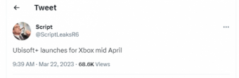 育碧订阅服务Ubisoft+ 将于四月中旬登陆Xbox平台