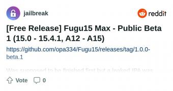  苹 iPhone 越狱工具Fugu15 Max Public Beta 1 版本发布   适用 A12-A15 Bionic 芯片