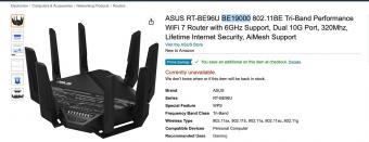 华硕RT-BE96U Wi-Fi 7路由上架美亚      支持 2.4G、5G 和 6G 三频