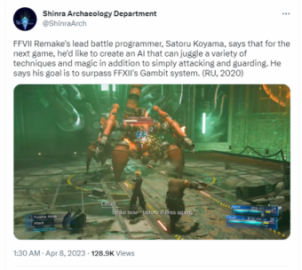 《最终幻想7重制版》续作参与战斗的同伴要远比前作多，并有更智能的AI