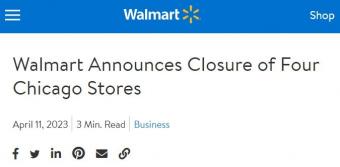 沃尔玛将在4月16日星期日之前关闭美国芝加哥四家门店
