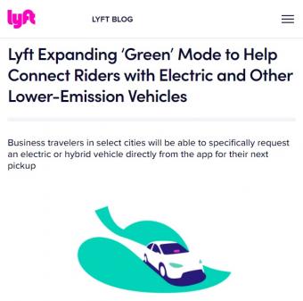 Lyft宣布4月17日起，绿色出行模式将扩展到14个新的美国市场