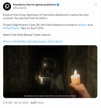 《Project Nightmares Case 36: Henrietta Kedward》将4月27日登陆 Playstation 4等平台