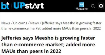 Meesho在2022年以月活跃用户数量1.2亿成功登上印度电商市场第一的宝座