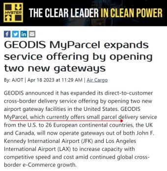 Geodis宣布扩大直接面向客户的跨境电商服务（Myparcel）交付范围