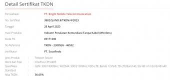 一加 Nord 3现身TKDN 认证页面      配备 6.7 英寸 1240 x 2772 分辨率的 AMOLED 显示屏