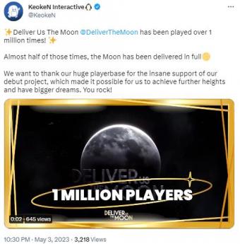 科幻惊悚游戏《飞向月球（Deliver Us The Moon）》玩家突破百万