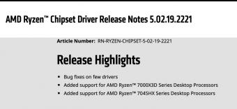 AMD发布5.02.19.2221 芯片组驱动支持锐龙 7045HX“台式机处理器”