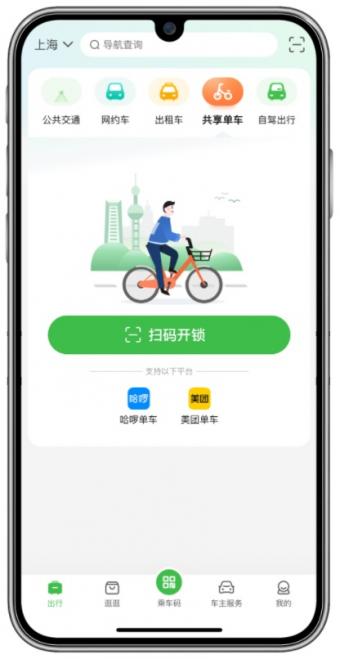 上海出行APP随申行“一码通行”功能上线美团单车