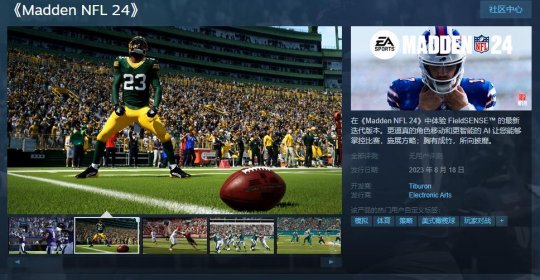 麦登橄榄球系列新作《麦登橄榄球24》Steam页面上线：暂不支持中文