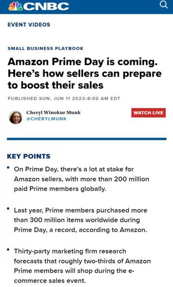 消息称亚马逊Prime Day最有可能在下个月回归