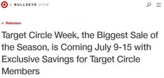 Target将于7月9日至15日举办最大规模的促销活动“Target Circle Week”