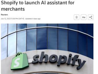 Shopify将推出一款新的人工智能聊天机器人“Sidekick”