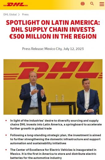 DHL供应链宣布在具有战略意义的拉丁美洲市场投资5亿欧元