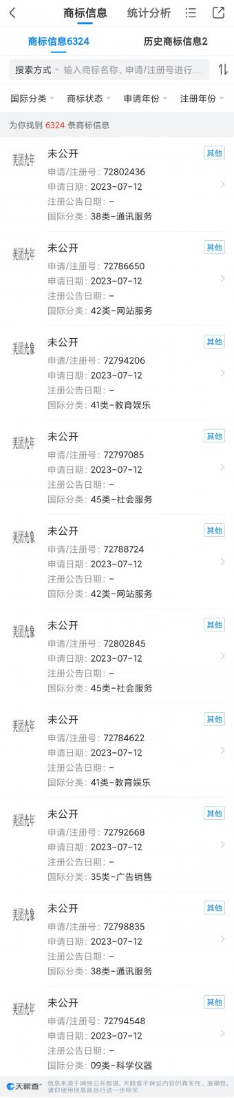 北京三快科技申请注册多个“美团光年”“美团光象”商标