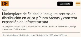 falabella正在增加2000多平方米的运转中心，覆盖阿里卡和蓬塔阿雷纳斯