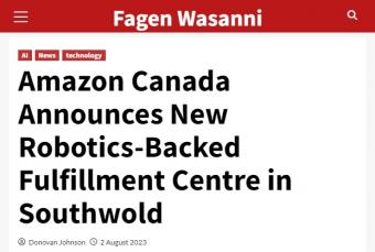 亚马逊加拿大站宣布将开设新的大型机器人配送中心：占地200万平方英尺