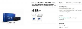 英特尔新款 A580 显卡上架：售价 335.99 美元，8月29日发货