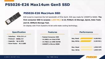 群联展出最快客户端 SSD 方案：PS5026-E26 Max14um Gen5 SSD