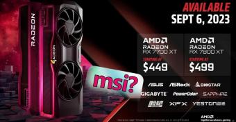 AMD 表示：Radeon RX 7800 XT /7700 XT 显卡将于9月6日起由华擎、华硕等合作伙伴提供