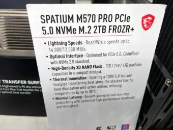 微星展出最新的 PCIe 5.0 SSD型号为 M570 PRO：顺序读取速度可达 14000 MB/s