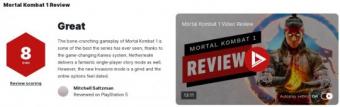 外媒IGN对《真人快打1》进行评测，被打出8分好评