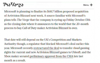 传微软正准备于 10 月 13 日以 687 亿美元完成对暴雪长达 20 个月的收购